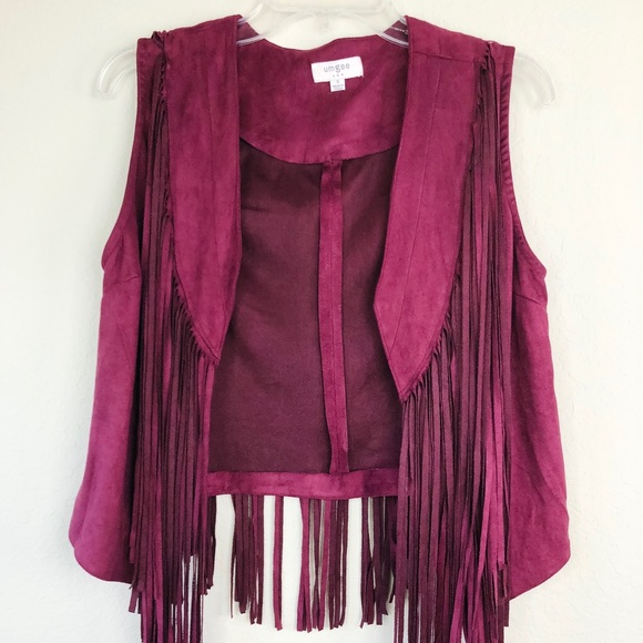 Umgee Jackets & Blazers - Burgundy Fringe Vest